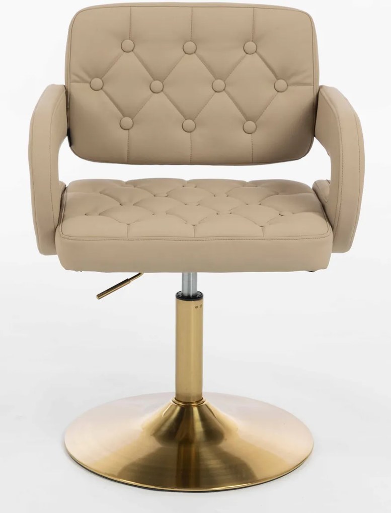 HR8403N Scaun Crem Piele Ecologica Premium Soft cu Bază Aurie