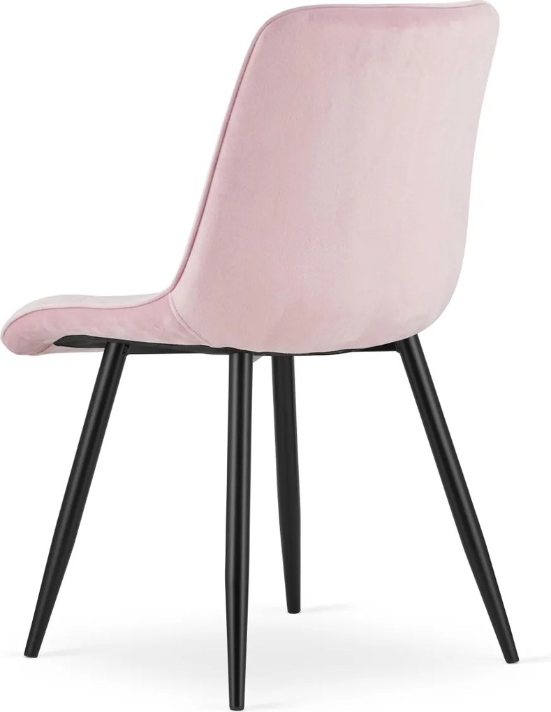 Scaun de dining SPLIT VELVET cu picioare negre, roz deschis