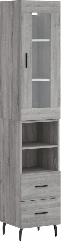 vidaXL Dulap înalt, gri sonoma, 34,5x34x180 cm, lemn prelucrat