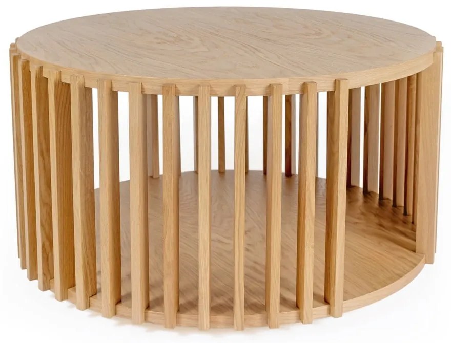 Măsuță auxiliară din lemn de stejar Woodman Drum, ø 83 cm