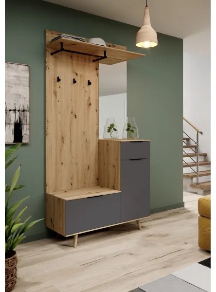 Panou pentru hol cu oglindă SVEN, maro/grafit