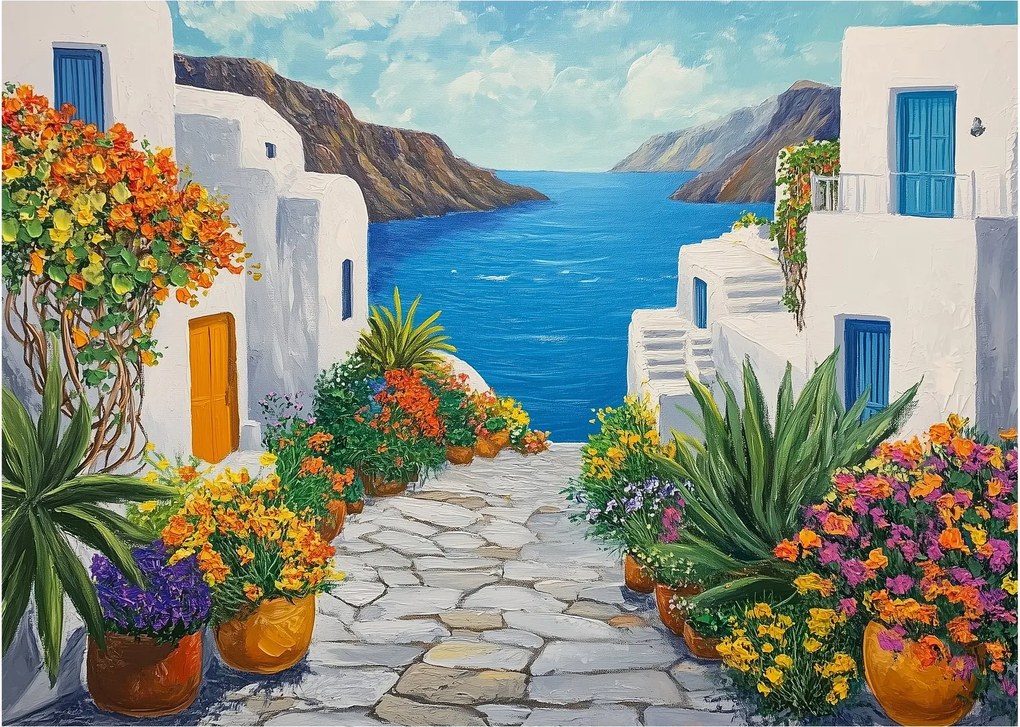 Tablou pe sticlă - Alee grecească (70x50 cm)