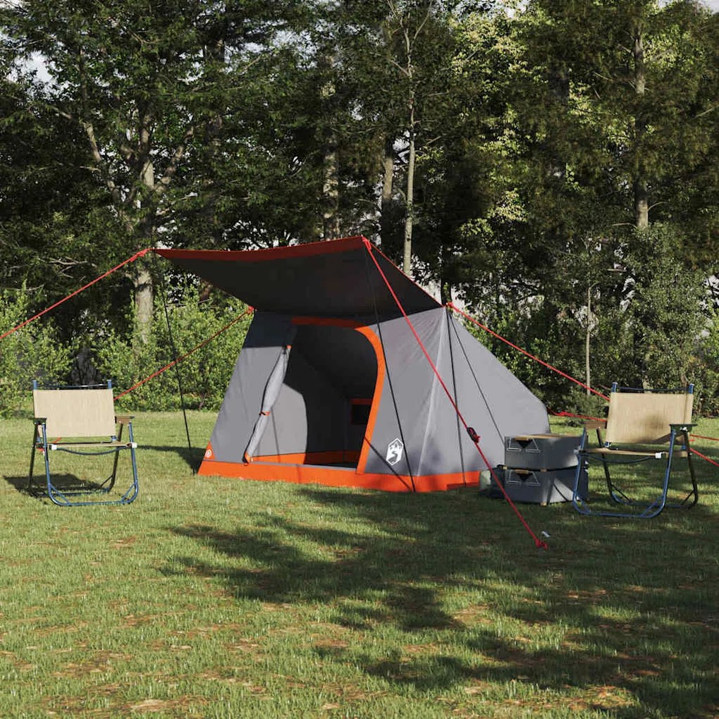vidaXL Cort de Camping Gri și portocaliu 282 x 225 x 154 cm Poliester