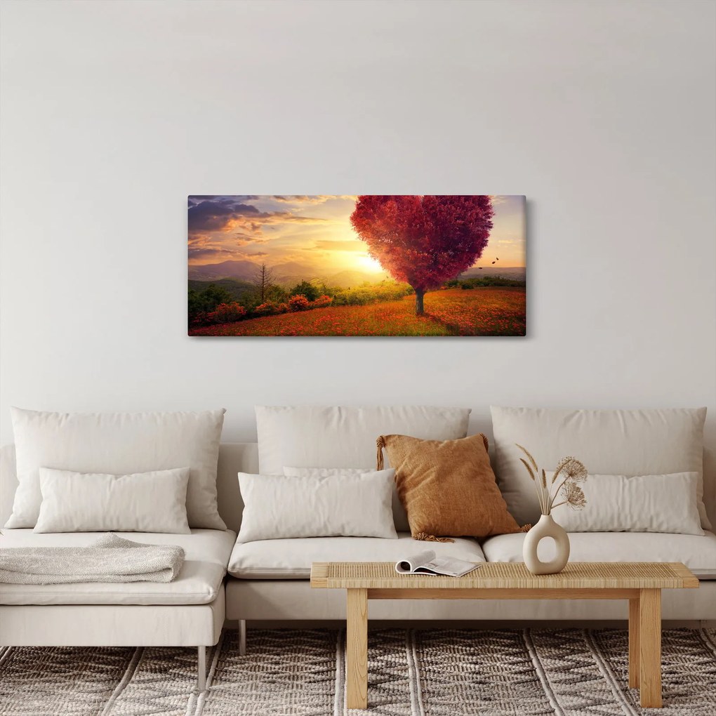 Tablou cu copaci în forma de inimă (120x50 cm)