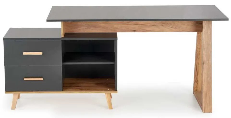 Birou Edwin de colț, antracit / stejar wotan