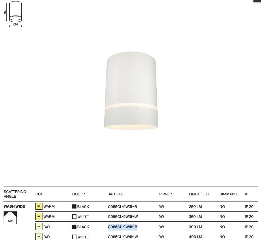 Spot LED aplicat, plafoniera design modern Orlo alb 4000K
