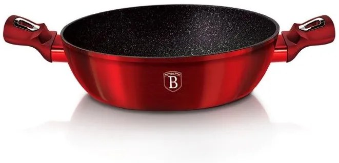 Tavă rotunda cu capac si suprafaţă de marmură, vișiniu,24 cm