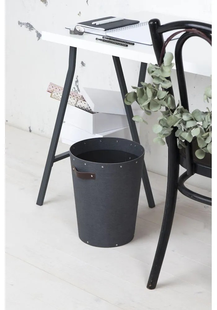 Coș de gunoi negru pentru birou Aries Canvas Paper Laminate – Bigso