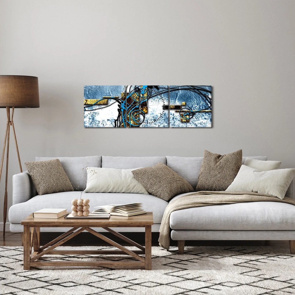 Tablou abstract (cu ceas) (90x30 cm)