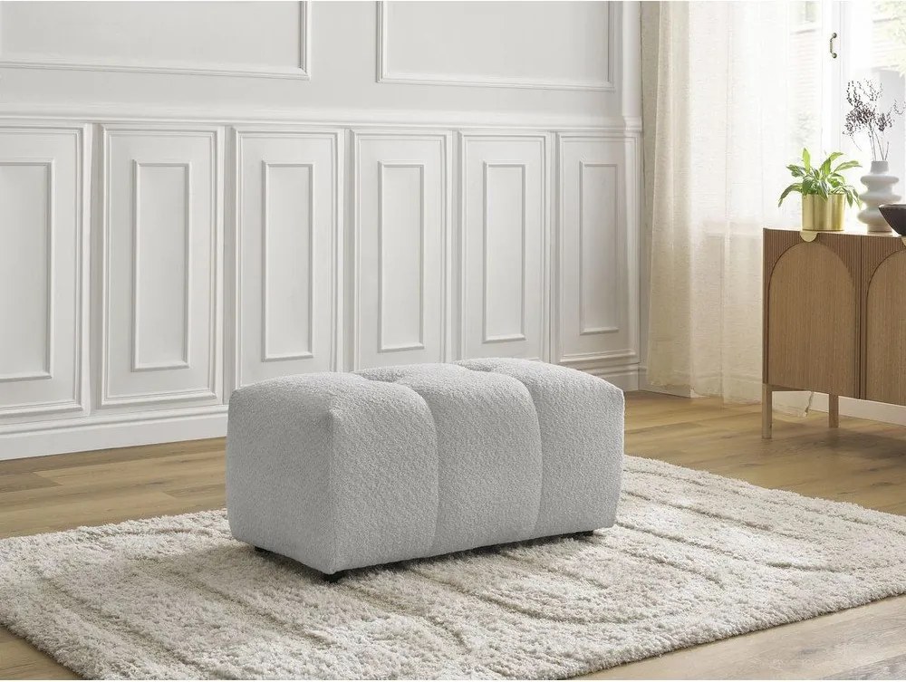 Taburet gri deschis cu tapițerie din țesătură bouclé Roxelane – Bobochic Paris