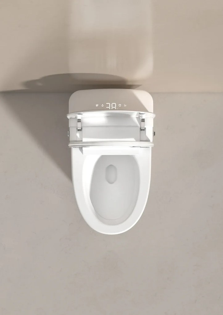 Smart WC 625 – Vas de Toaletă Inteligent Premium cu Iluminare Ambientală RGB, Funcție Bideu Integrată, Deschidere Automată, Spălare Automată, Uscare cu Aer Cald, Dezinfectare UV, Încălzire Colac, Telecomandă, Ecran LED, Ceramica, Alb