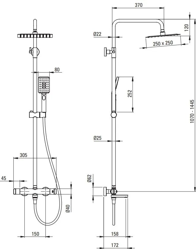 Coloana de dus - cada cu baterie termostatică NAC_Z1HT