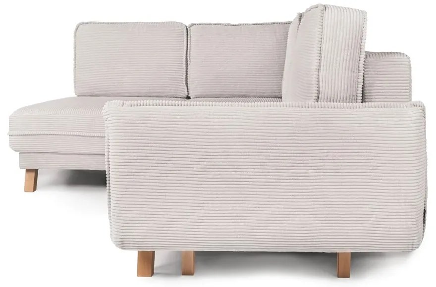 Colțar bej extensibil cu tapițerie din catifea reiată (cu colț pe partea stângă ) Tori – Bonami Selection