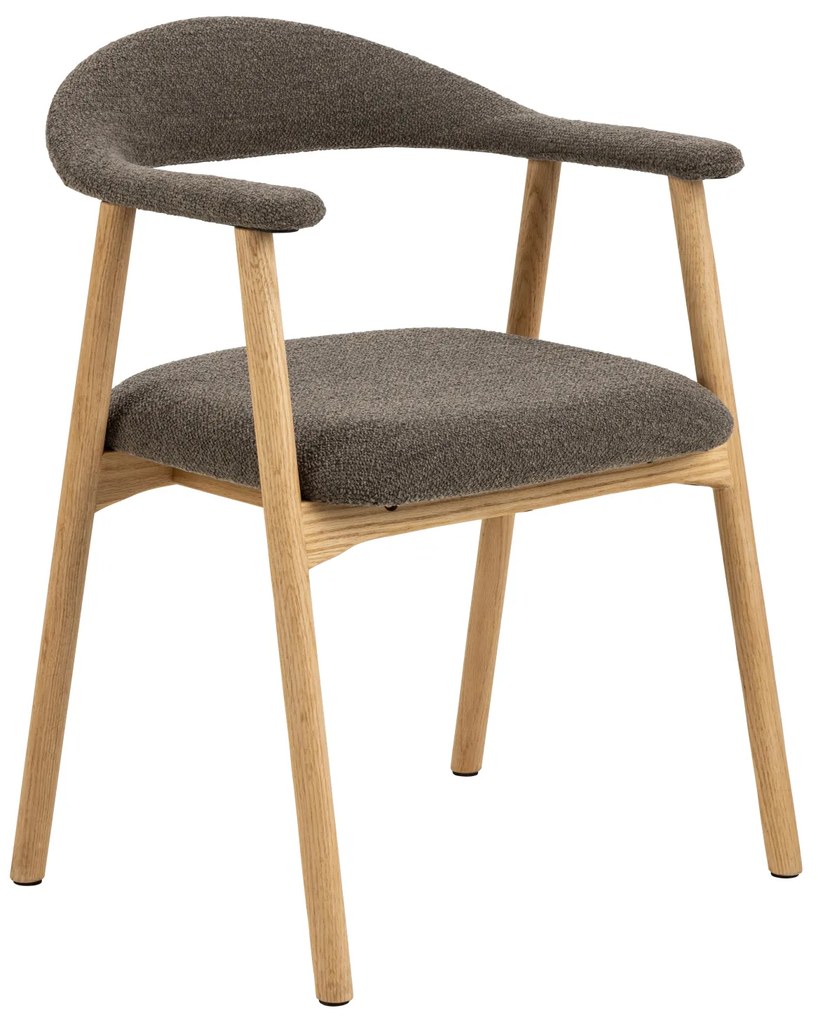 MAZZONI EXPORT ADELE Maro Taupe (țesătură Monza 40)/cadru Stejar Natural - SCAUN DIN LEMN BOUCLÉ PENTRU SALON SUFRAGERIE BUCĂTĂRIE RETRO