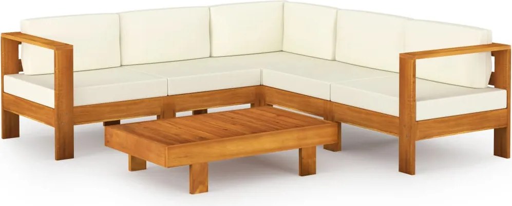 vidaXL Set fotoliu de grădină cu 6 piese și perne, 100x60 cm, lemn de salcâm