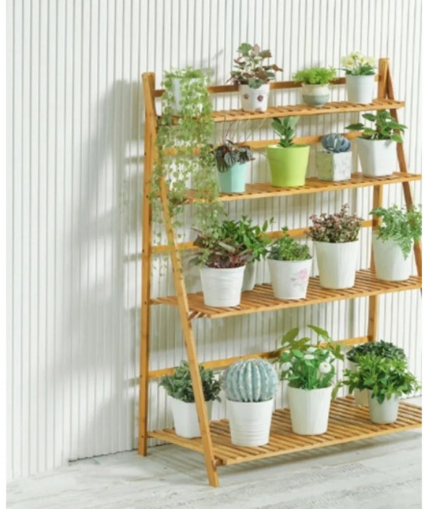Etajera pliabila pentru flori din bambus NEPEL 122x70 cm