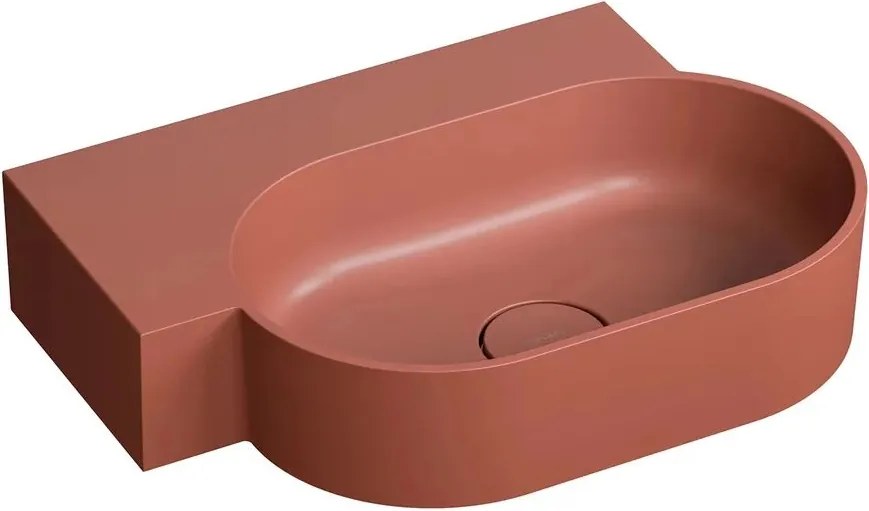 Lavoar suspendat Omnires Ovo M+ finisaj portocaliu mat 55.5 cm stanga