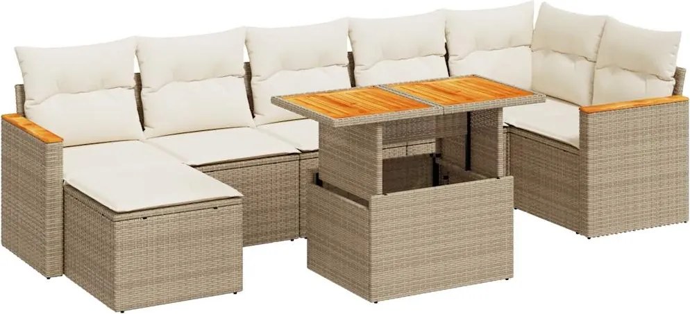vidaXL Set canapele grădină cu perne 8 piese bej poliratan/lemn acacia