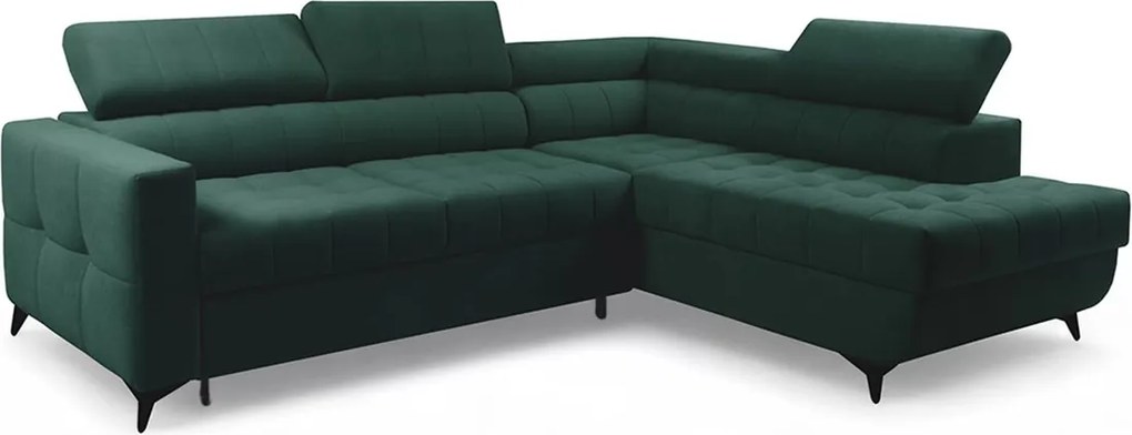 Colțar extensibil Nardo L dreapta - verde catifea Bluvel 78