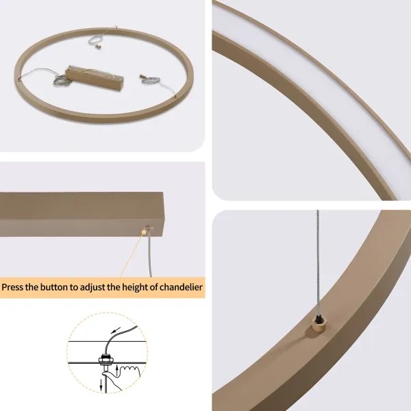 Brilagi - Lustră LED dimabilă pe cablu PORTOFINO LED/60W/230V Ø 80 cm bej + telecomandă