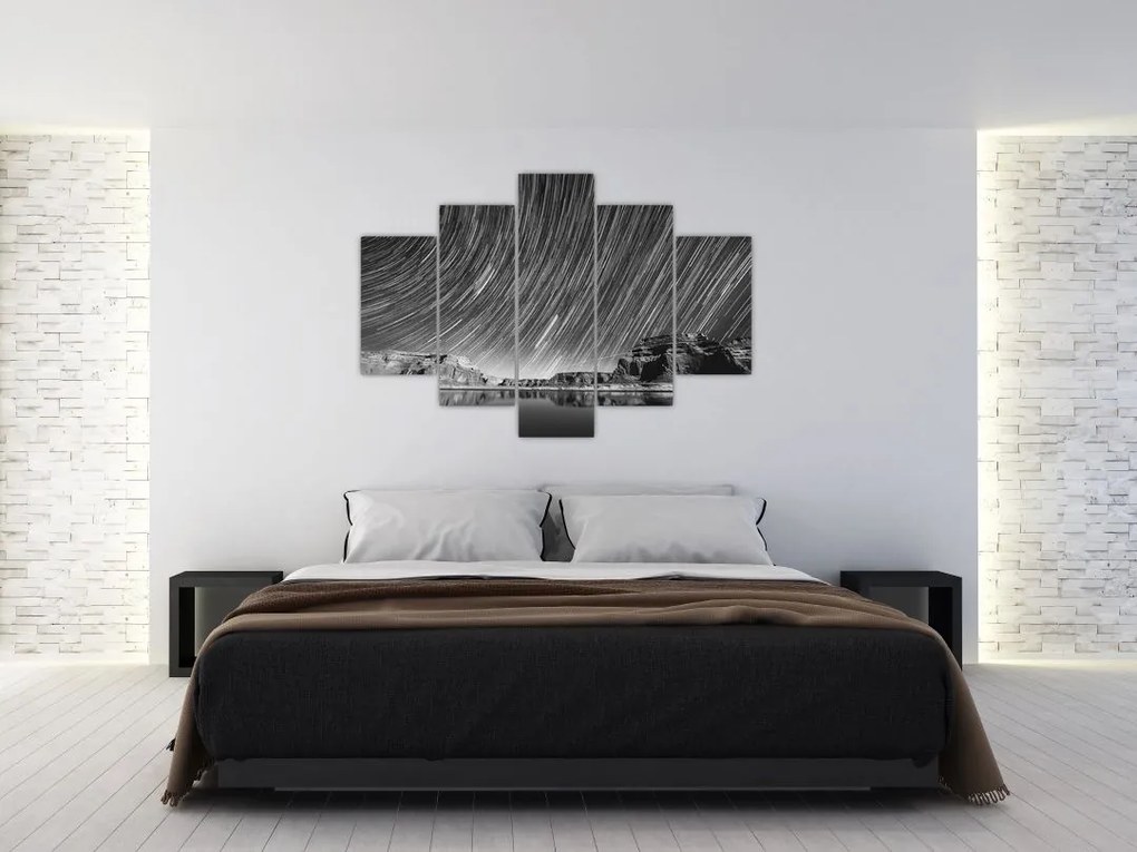 Tablou albnegru cu cerul și stele (150x105 cm)