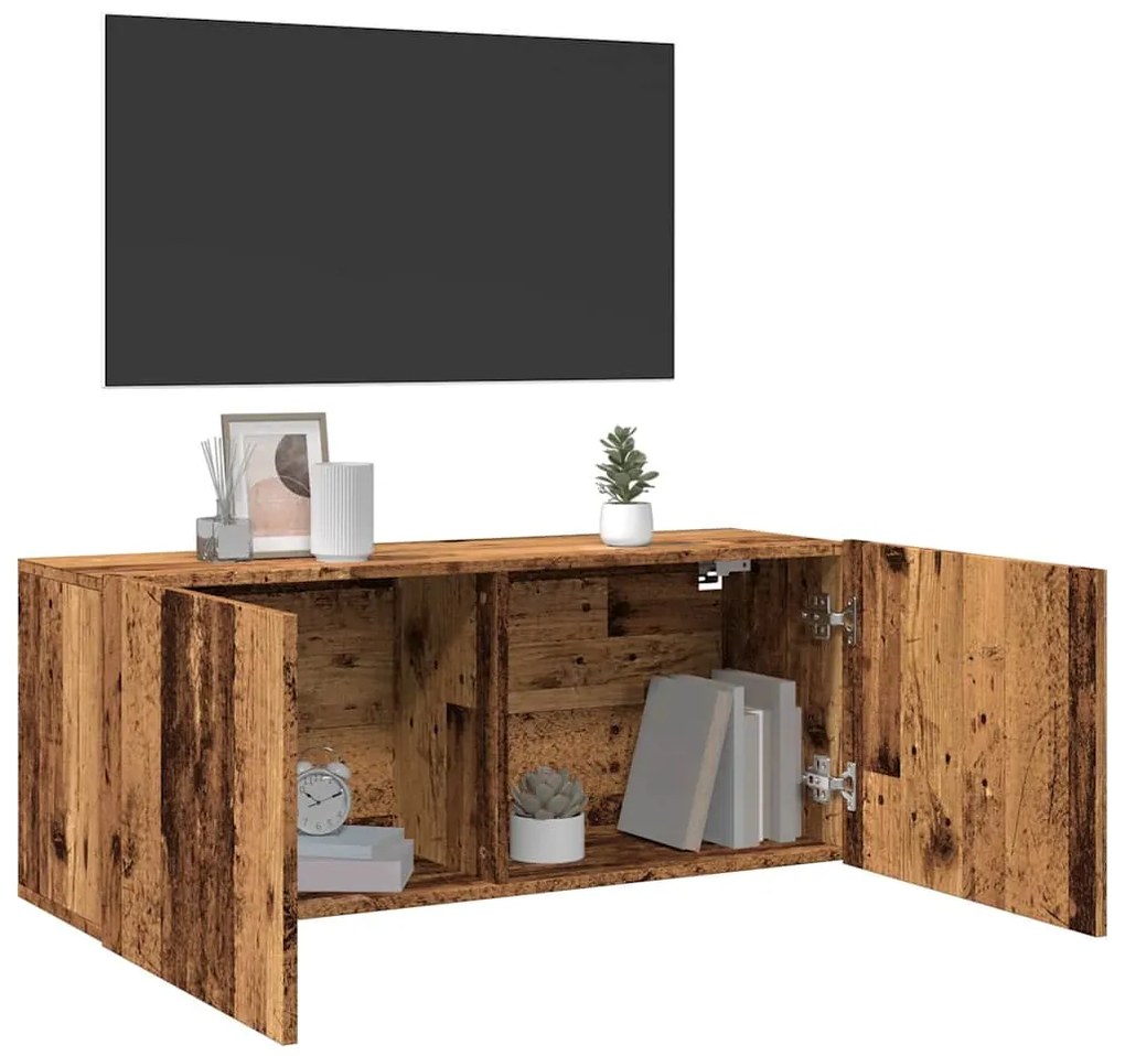 vidaXL Comodă TV de perete, lemn vechi, 100x30x41 cm