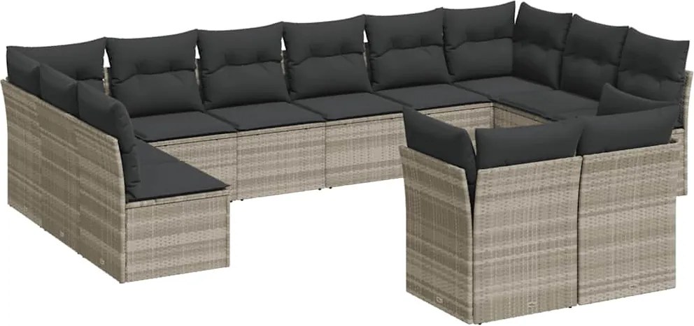 vidaXL Set canapele de grădină cu perne, 12piese gri deschis poliratan