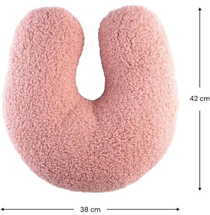 Pernă decorativă pentru copii roz cu tapițerie din țesătură bouclé U – Wigiwama