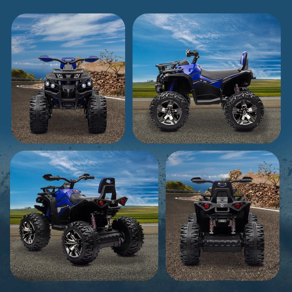 HOMCOM ATV Electric pentru Copii 3-5 Ani, Motocicletă Electrică pentru Copii cu Muzică, 100x65x73 cm, Albastru | Aosom Romania