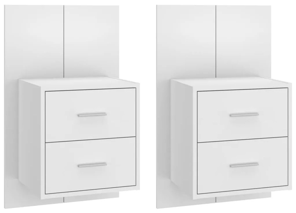 vidaXL Noptiere de perete, 2 buc., alb