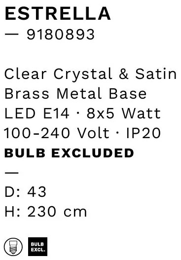 Lustra suspendata, cristale sticla ESTRELLA 43cm