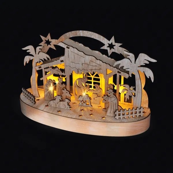 Decorațiune LED de Crăciun Solight 1v275 LED/2xAA/alb cald scena nașterii