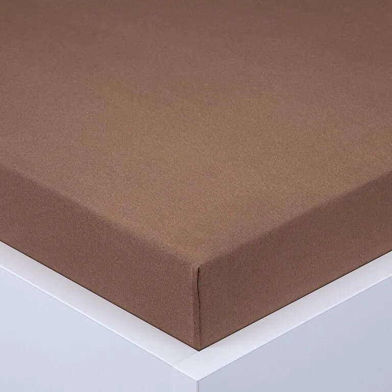 Cearşaf cu elastic jersey EXCLUSIVE maro închis set 2 buc 90 x 200 cm