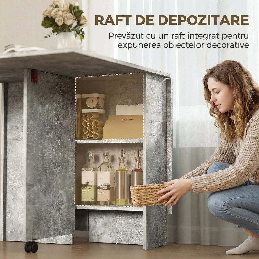HOMCOM masă de dining, masă pliabilă economisire spațiu, masă economisire spațiu, masă extensibilă masă pliabilă masă economisire spațiu masă cu roți | Aosom Romania