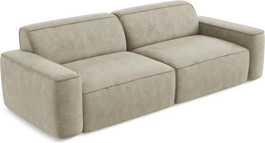 Canapea bej cu tapițerie din chenille 244 cm Omao – Makamii