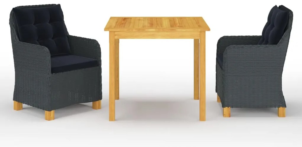 vidaXL Set de masă pentru grădină, 3 piese, gri închis