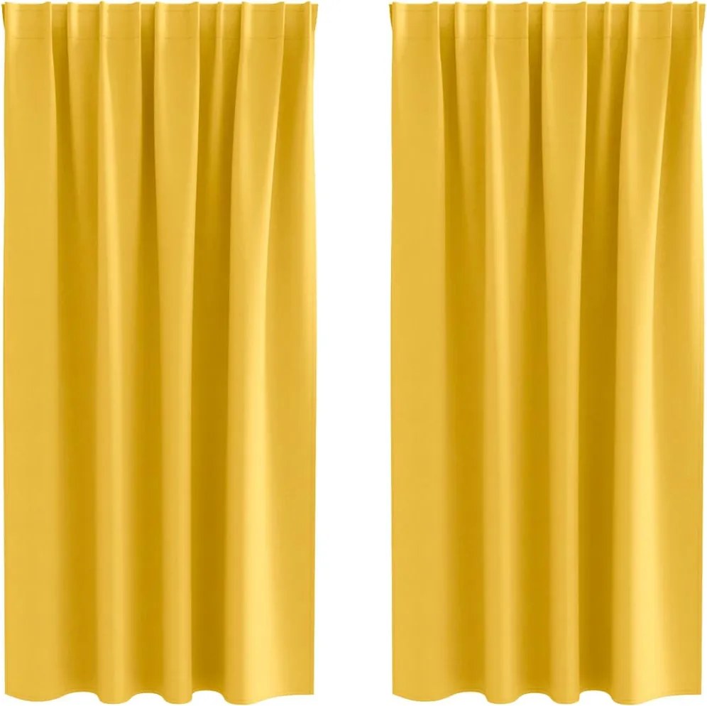 vidaXL Perdele Opaque cu Inel 2 pcs Galben muștar 175 x 140 cm
