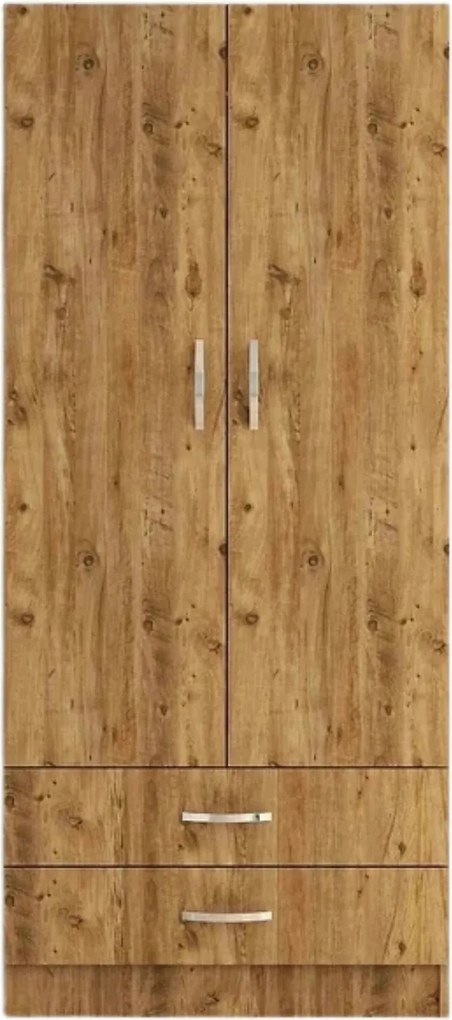 Dulap GRD0402, stejar, PAL melaminat, cu 2 usi si 2 sertare, 80x47x182