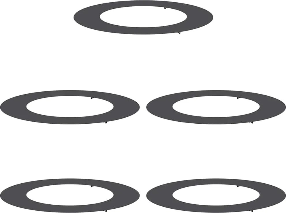 vidaXL potrivit pentru inele de copac plat 5 pcs Negru Ø50 / 80 cm Oțel