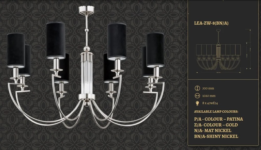 Candelabru 8 brate elegant design clasic realizat manual Lea