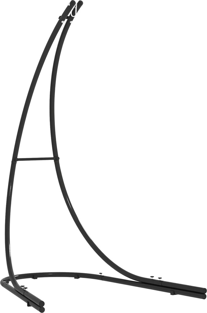 Outsunny Cadru pentru fotoliu suspendat în formă de C Stativ metalic cu bază pentru scaun suspendat până la 150kg Negru | Aosom Romania