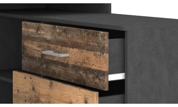 Birou JULES cu sertare și colț reversibil (stânga/dreapta), maro/negru