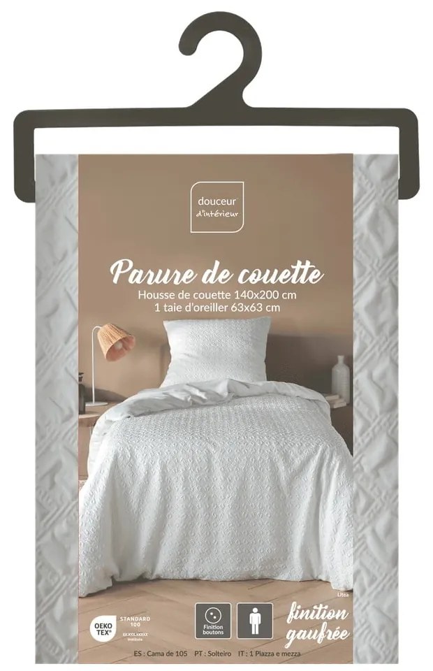 Lenjerie de pat albă din microfibră pentru pat de o persoană 140x200 cm Litea – douceur d'intérieur