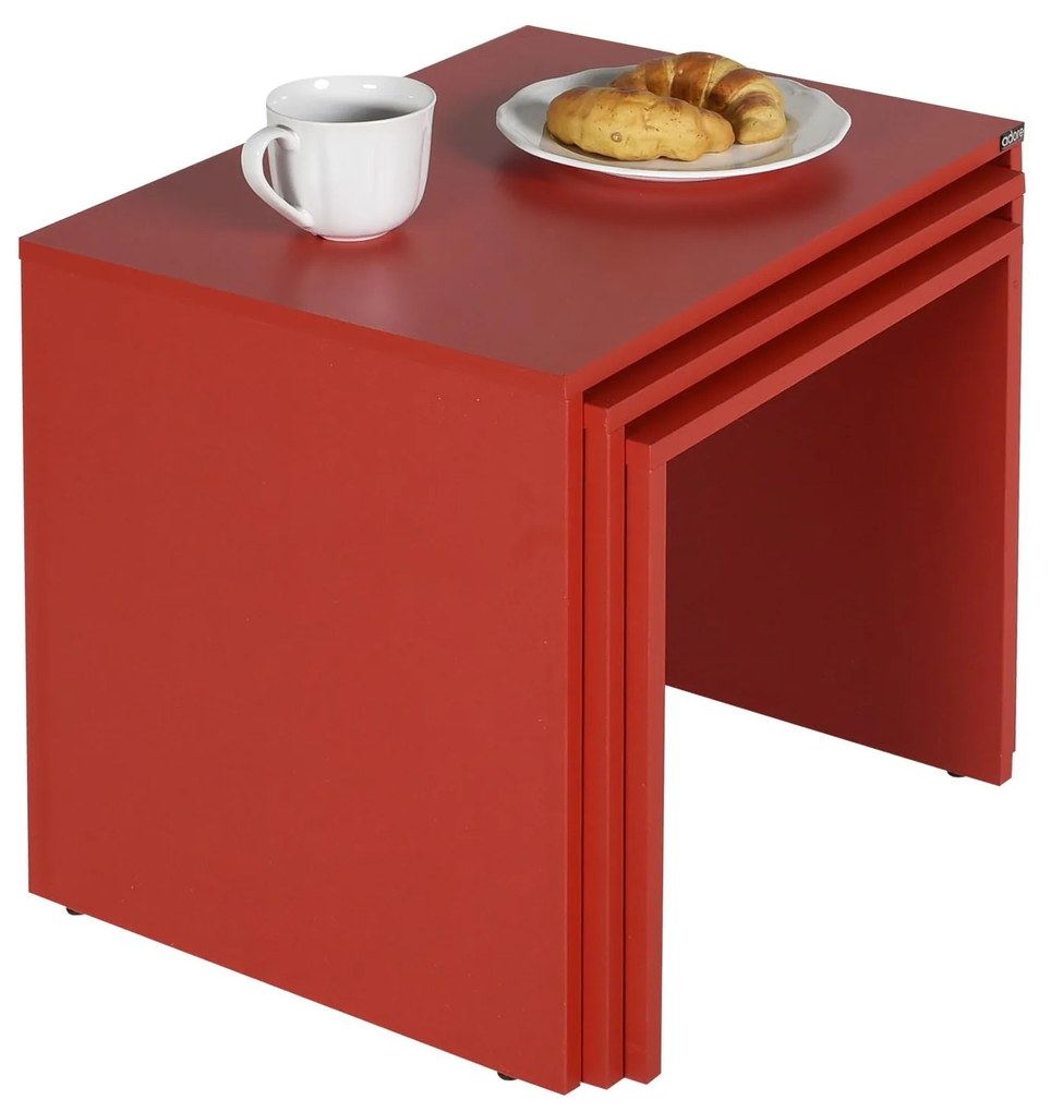 Set 3buc. măsuțe cafea Losuku 2 (roșu) . 1094308