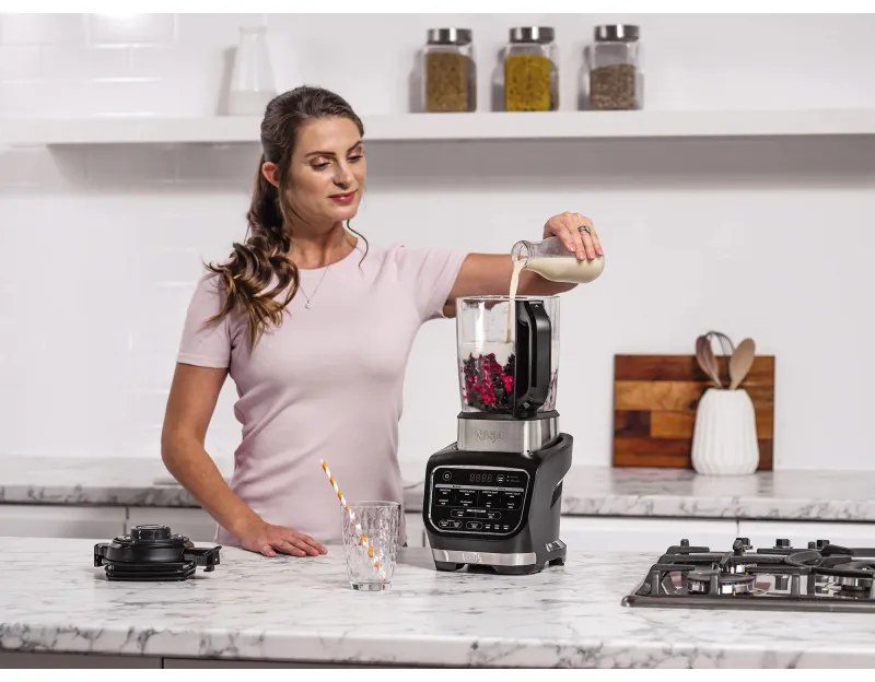 Blender Ninja HB150EU, 1000W, 1,7 l, 10 programe, Auto-iQ, 2in1, Sticla termorezistenta, Negru
