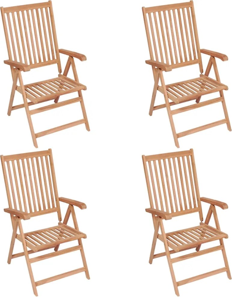vidaXL Scaune de grădină rabatabile, 4 buc., lemn masiv de tec