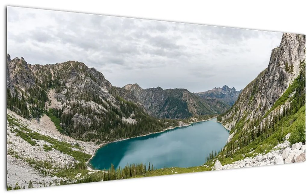 Tablou cu lac în munți (120x50 cm), în 40 de alte dimensiuni noi