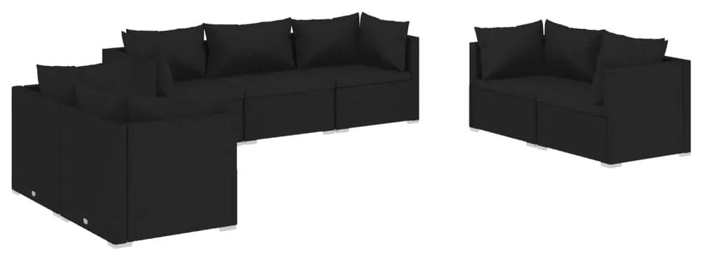 3102264 vidaXL Set mobilier de grădină cu perne, 7 piese, negru, poliratan