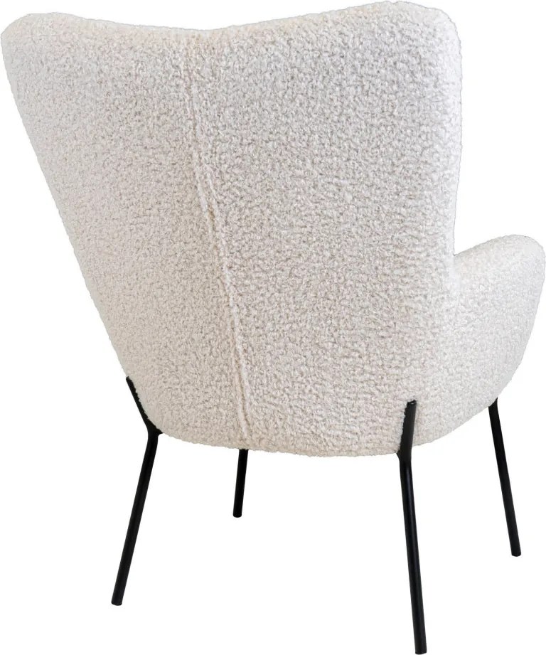 Fotoliu Glasgow, piele artificială de miel, alb cu picioare negre