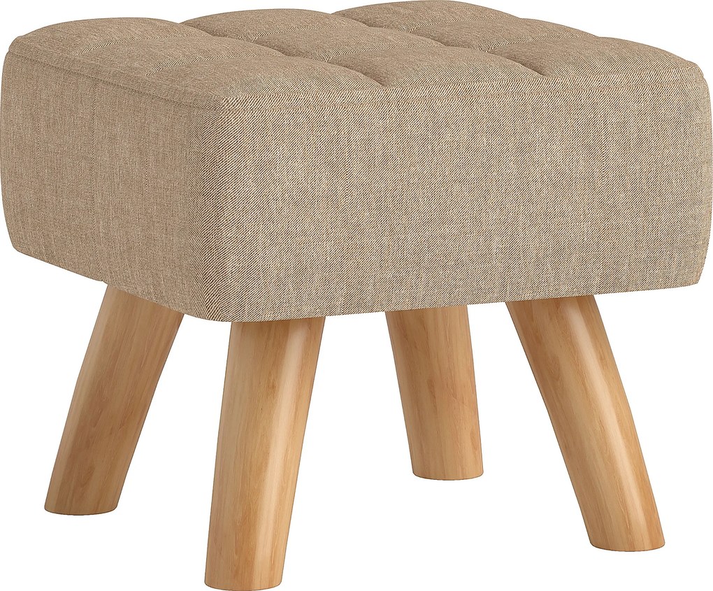 HOMCOM Puf pentru picioare din material cu aspect de in, 27x27x26 cm, cu picioare din lemn de arbore de cauciuc, suportă până la 110 kg, maro | Aosom Romania
